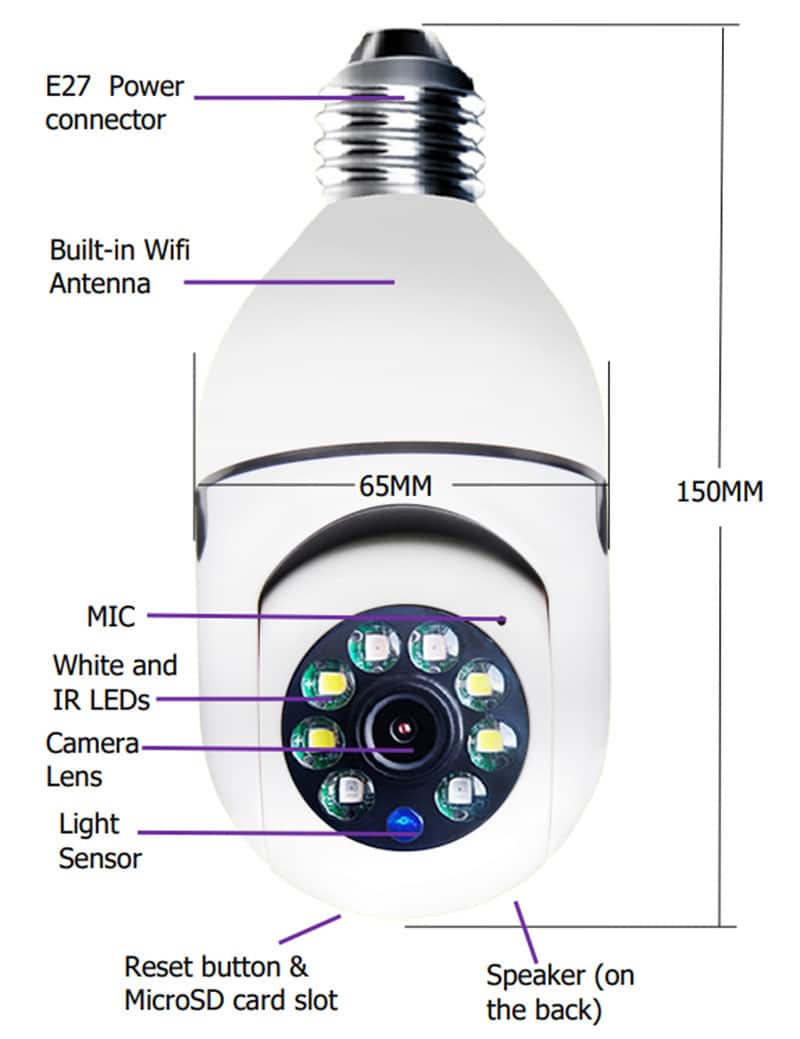 WiFi CAMERA 1080P Bulb 4X Zoom Camera 2