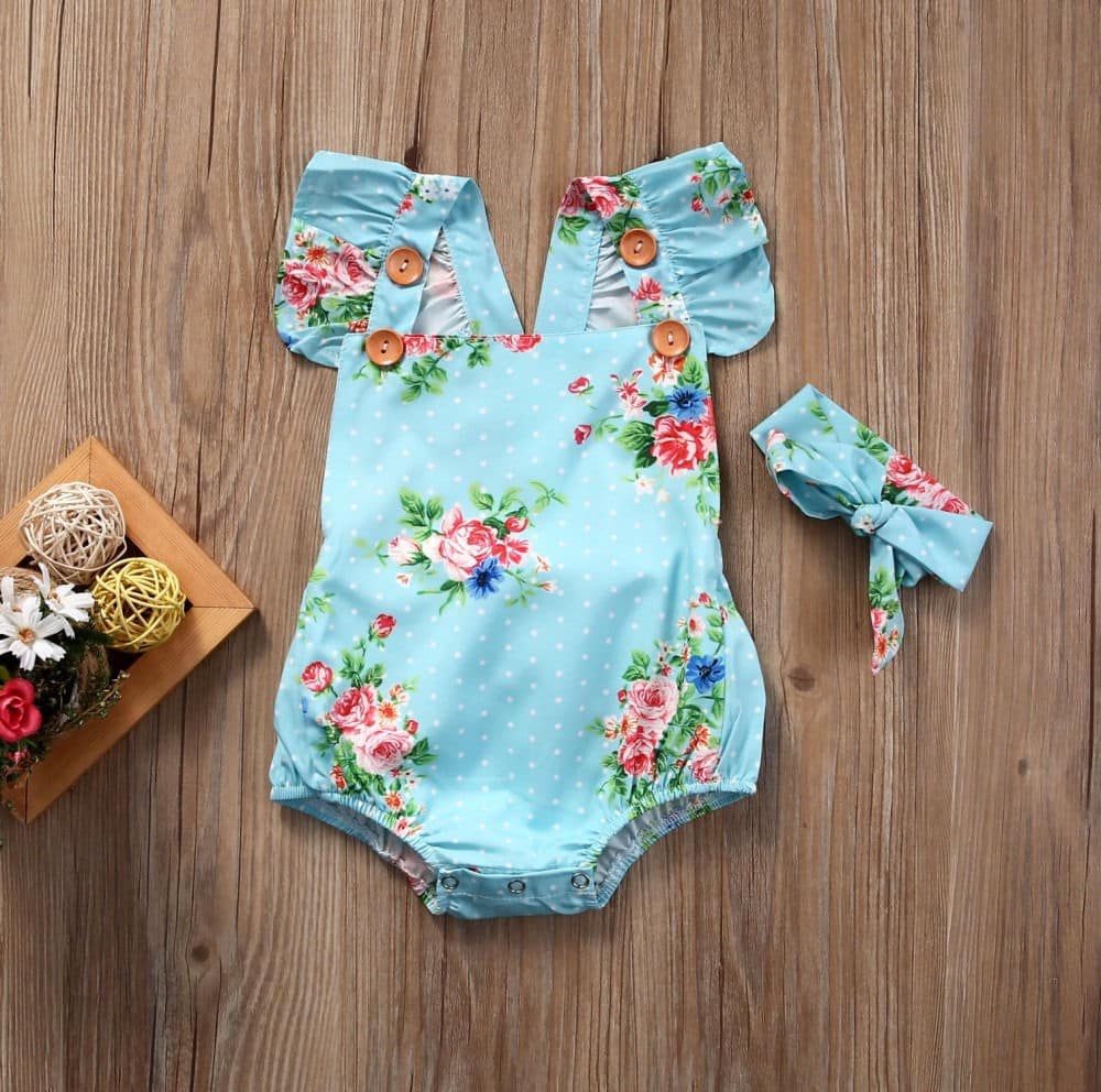 Newborn Girl Easter Romper Outfits, Rabbit Flowers clothing 3