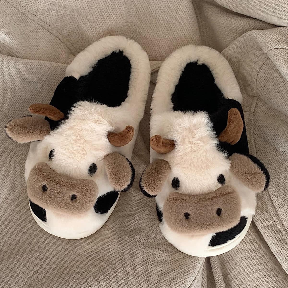 Cute Cow Animal Soft Fluffy Winter Slipper 3