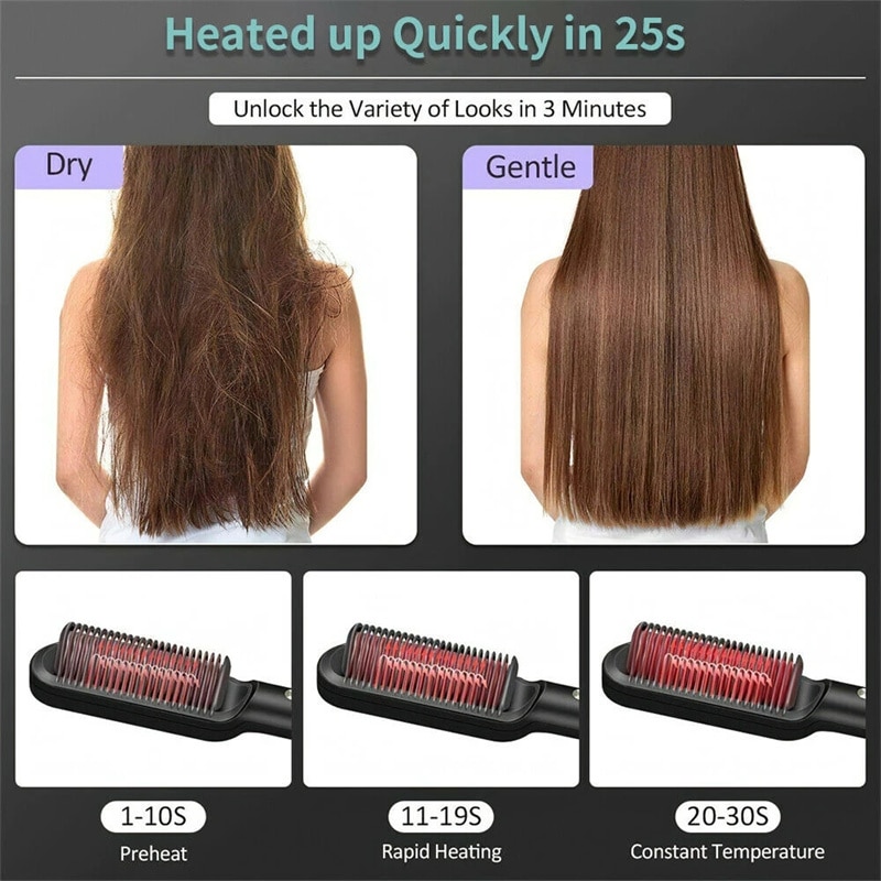New 2 In 1 Hair Straightener Electric Hair Brush 5