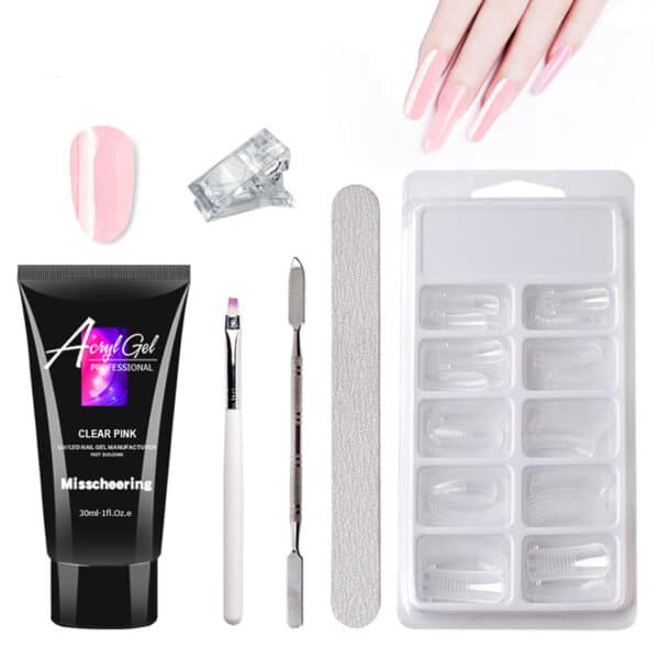 Painless Extension Gel Nail Art Without Paper Holder Quick Model Painless Crystal Gel Set 1