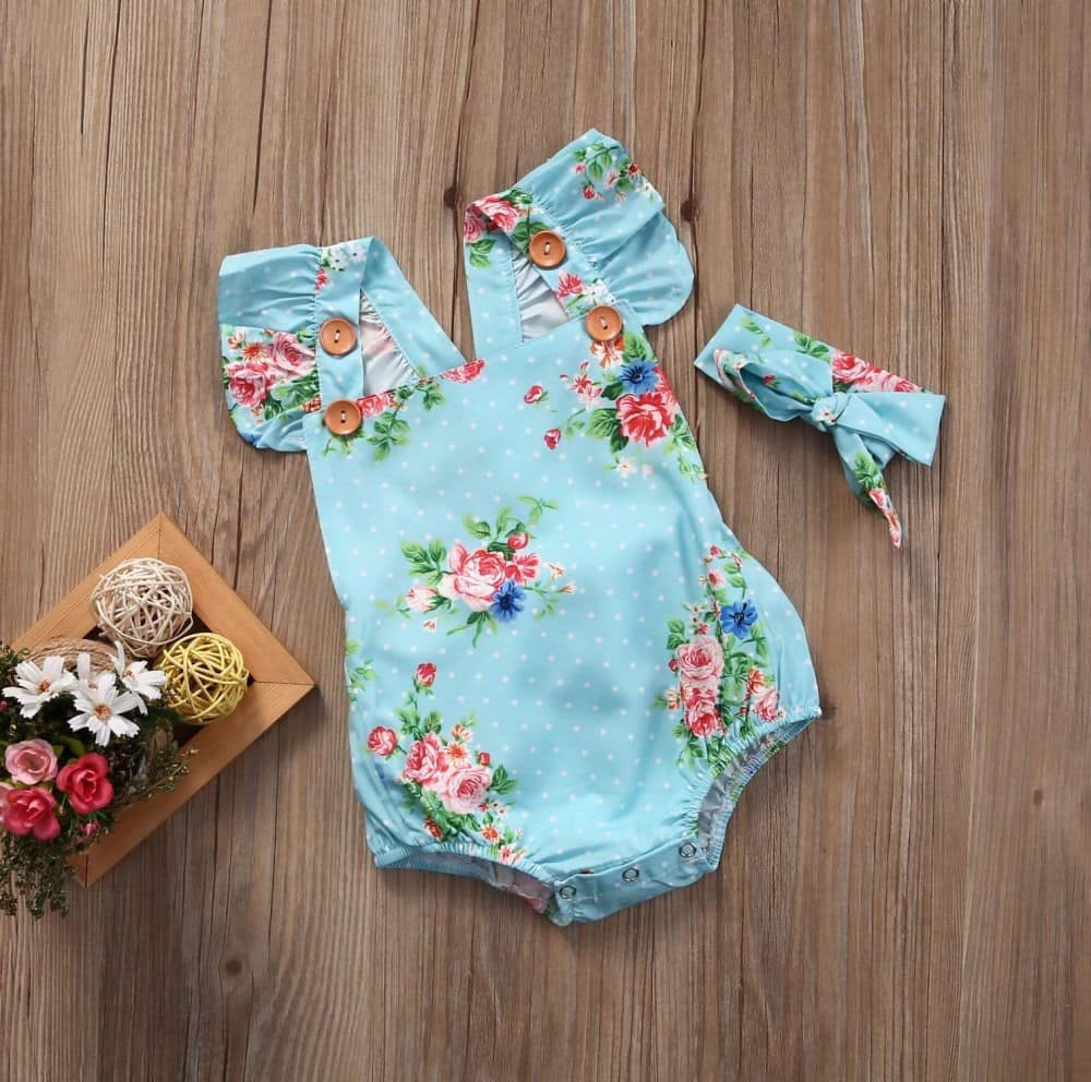 Newborn Girl Easter Romper Outfits, Rabbit Flowers clothing 2