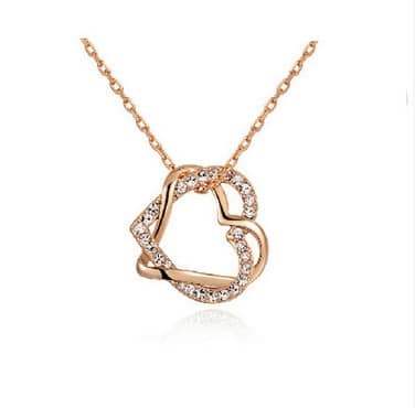 Yiwu Fashion Double Diamond Hea Necklace Earring Set 2