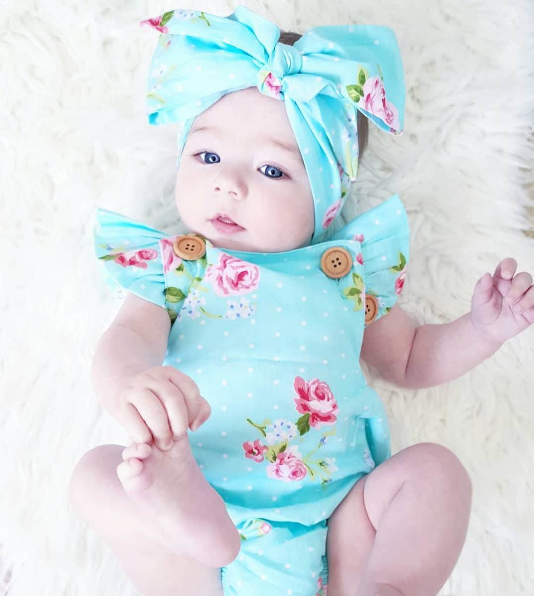 Newborn Girl Easter Romper Outfits, Rabbit Flowers clothing 5