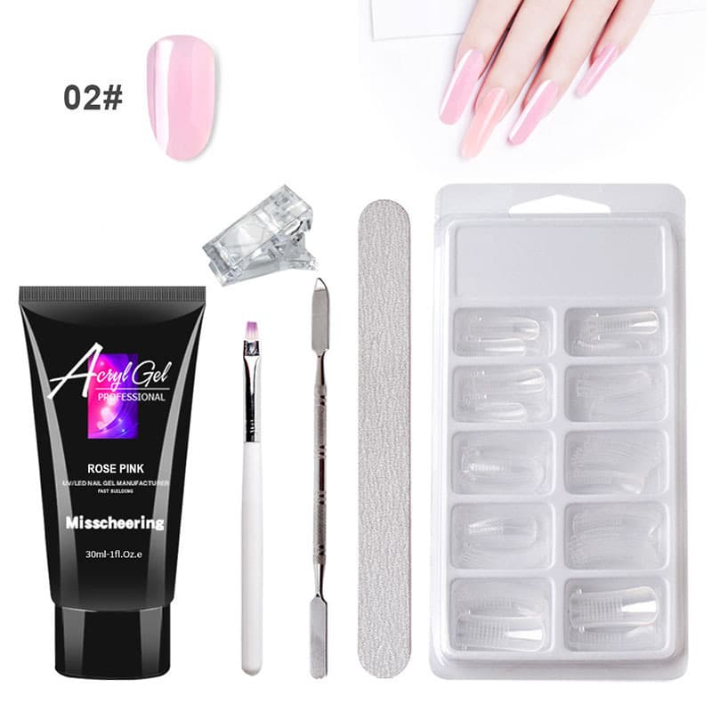 Painless Extension Gel Nail Art Without Paper Holder Quick Model Painless Crystal Gel Set 2