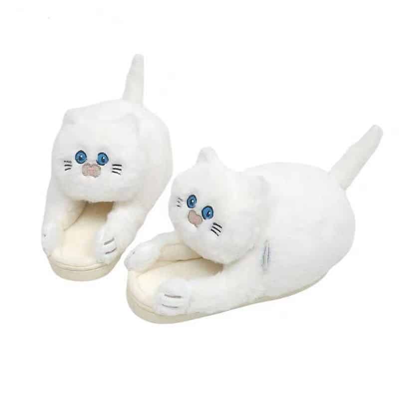 Cute Cat Hug Plush Cotton Slippers 10