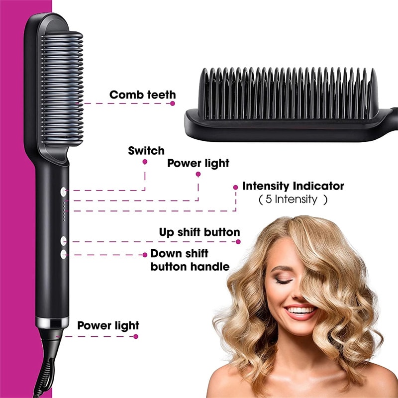 New 2 In 1 Hair Straightener Electric Hair Brush 4