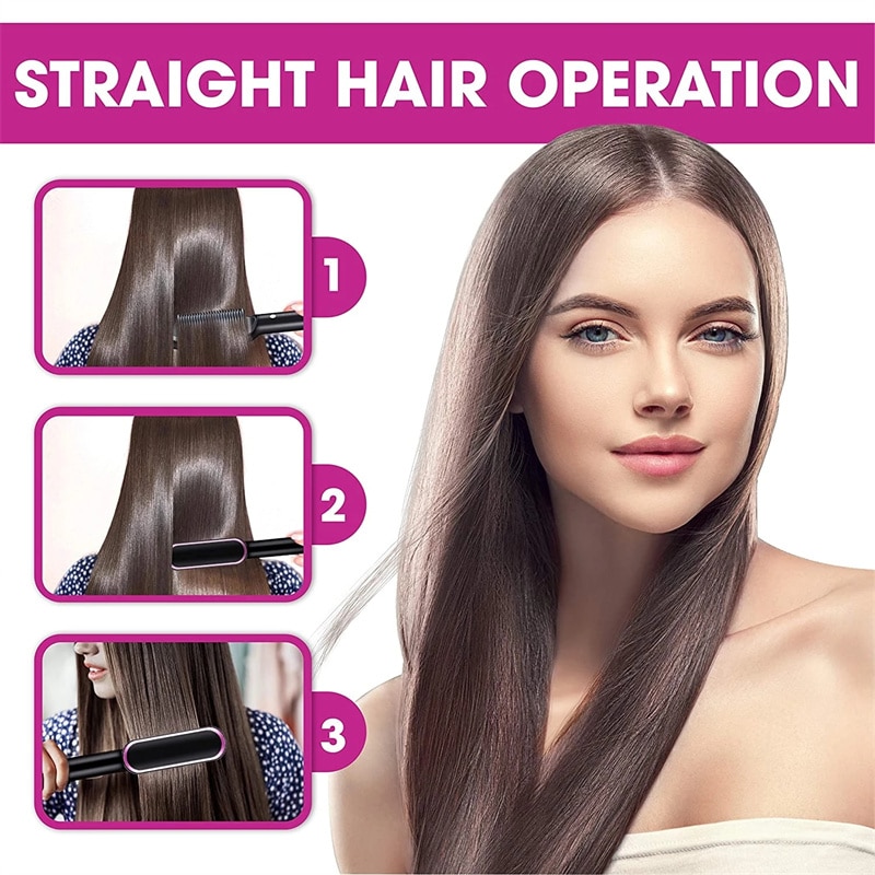 New 2 In 1 Hair Straightener Electric Hair Brush 3