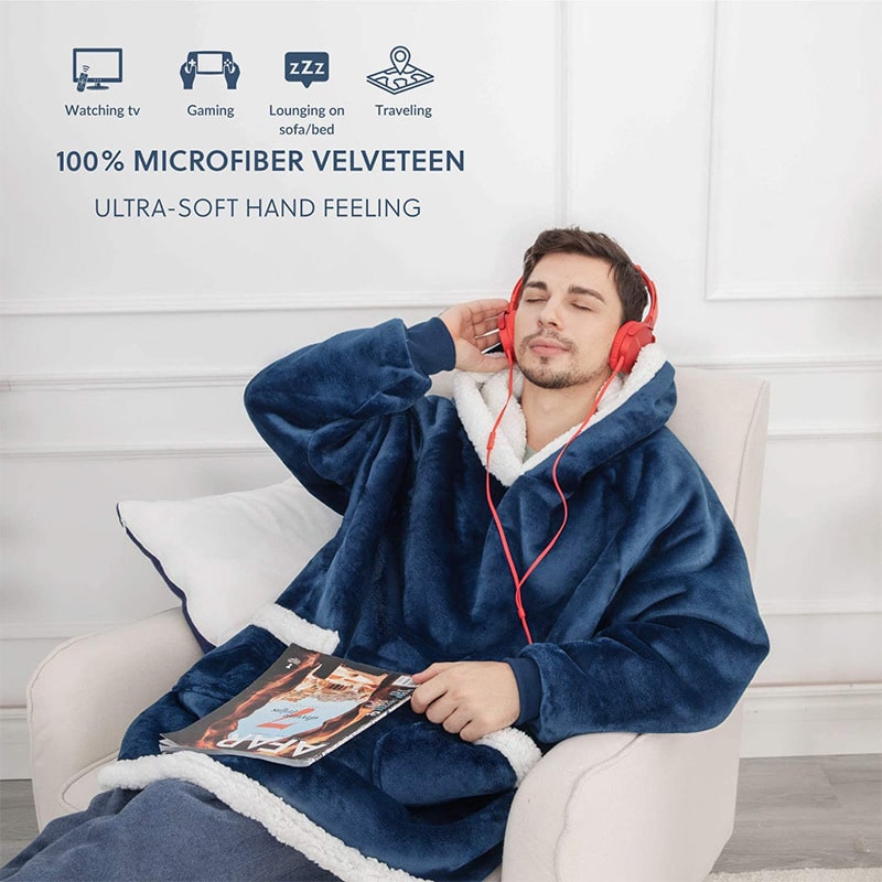 Winter TV Hoodie Blanket With Pockets 3