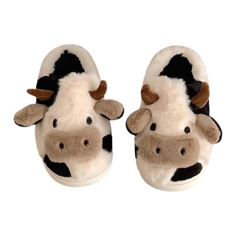 Cute Cow Animal Soft Fluffy Winter Slipper 8